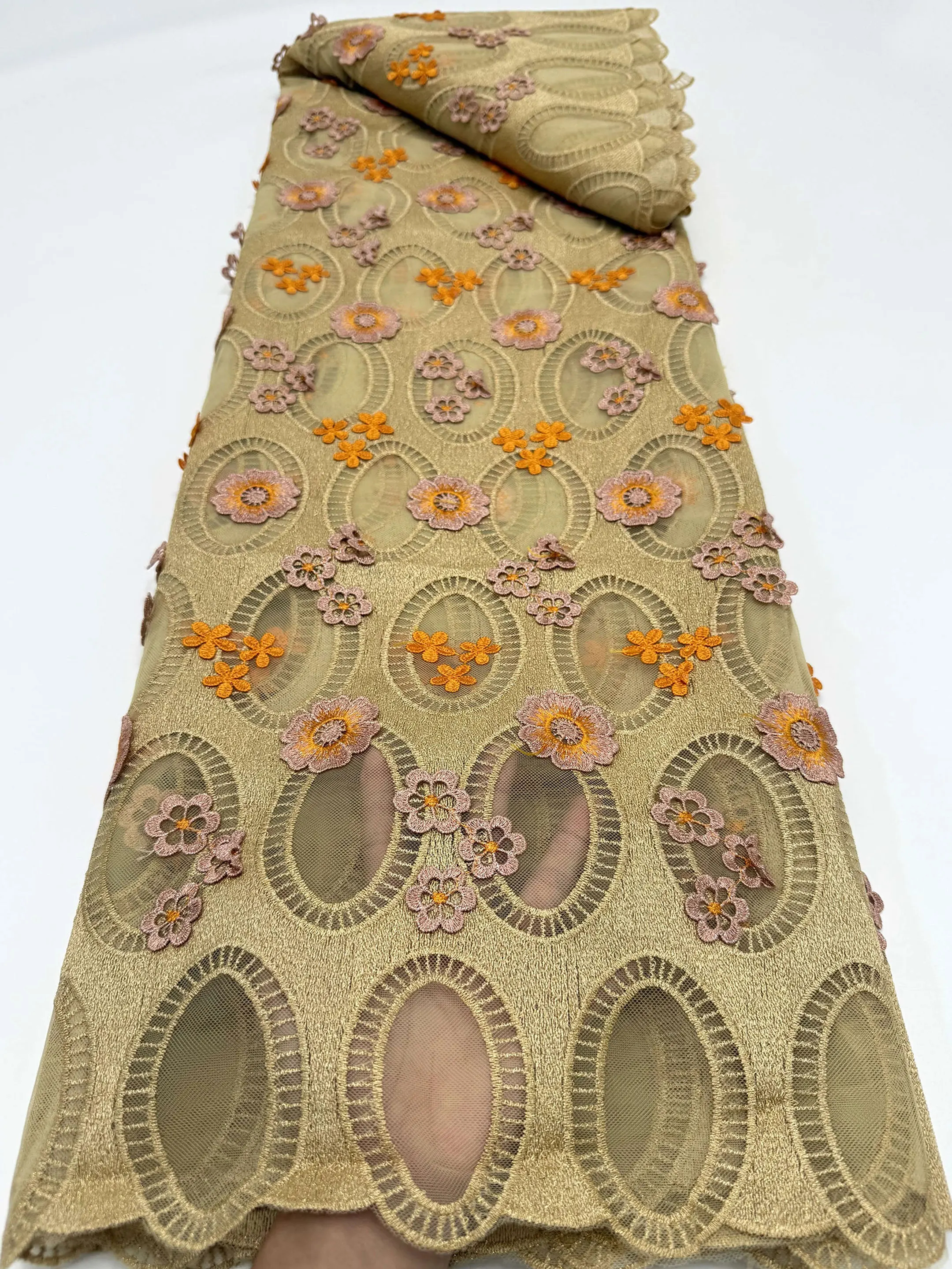 Swiss Voile Lace Fabric with 3D Flower Applique And Stones - Super Quality African Wedding Dress Lace