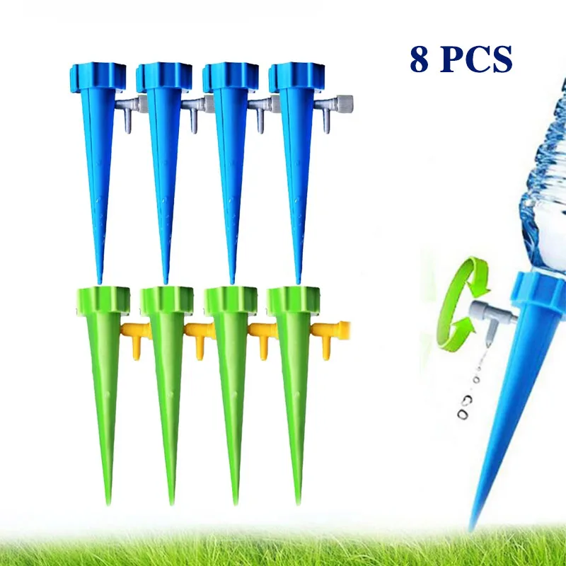 4/8PCS Auto Drip Irrigation Watering System Dripper Spike Kits Garden Household Plant Flower Automatic Waterer Tools