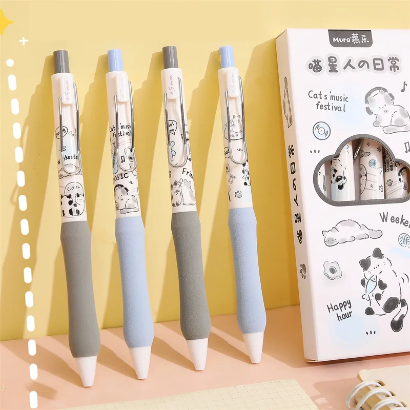 

32 pcs/lot Kawaii Cat Press Gel Pen Cute 0.5mm Black Ink Signature Pens Stationery Gift School Writing Supplies