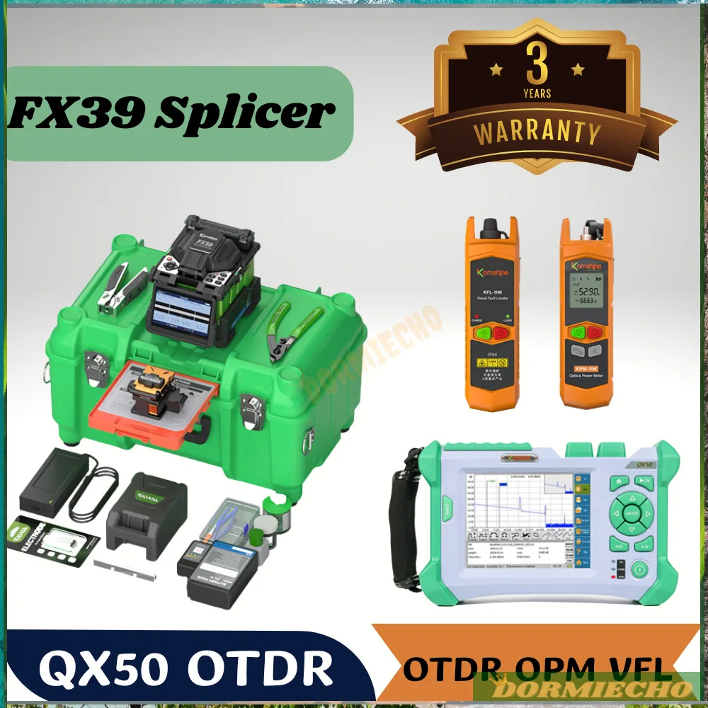 High Quality FX39 Fiber Welder 9 Languages Fusion Splicer+OTDR QX50 1310/1550nm 32/30dB SM Tester+OPM Power Meter+10mw Fiber VFL