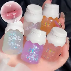 Gege bear bow milk can lip gloss moisturizing mirror water light with fine glitter
