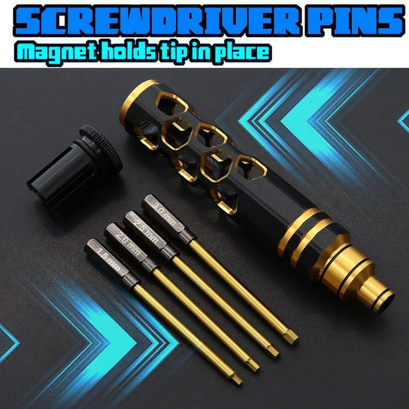 4 In 1 Hexagonal Screwdriver Set For FPV Racing Drones, Helicopters, Airplanes, Cars And Boat Models