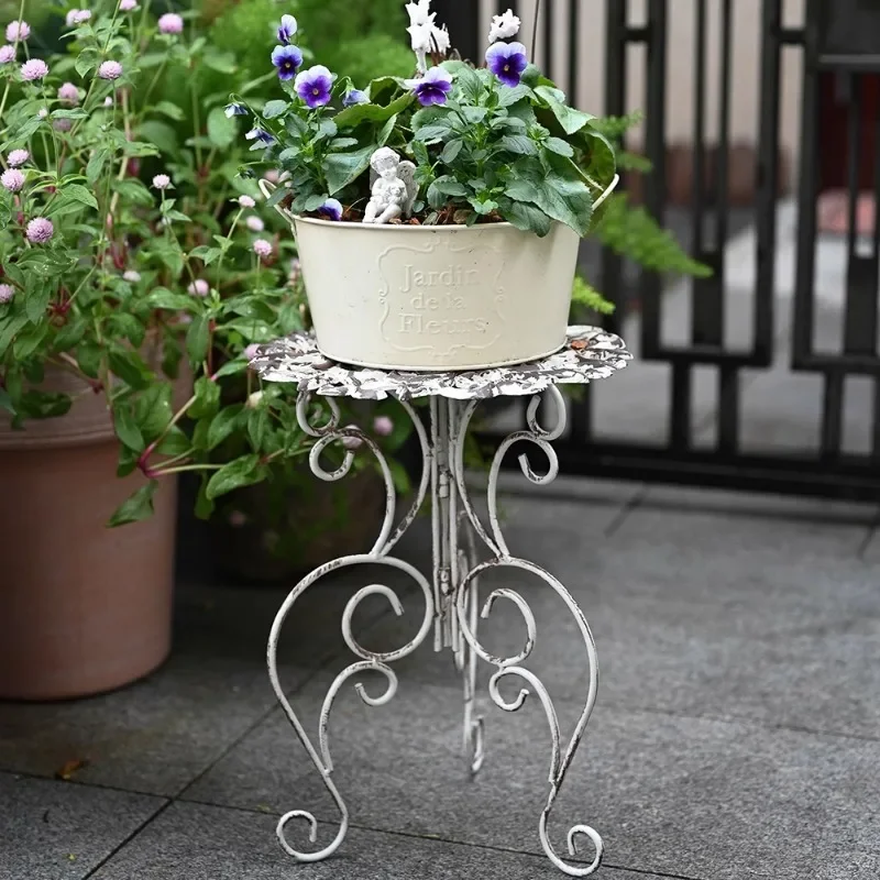 European Cast Iron Flower Rack Vintage Vintage Storage Shelves Garden Groceries Flower Stool Balcony Succulent Bonsai Bracket