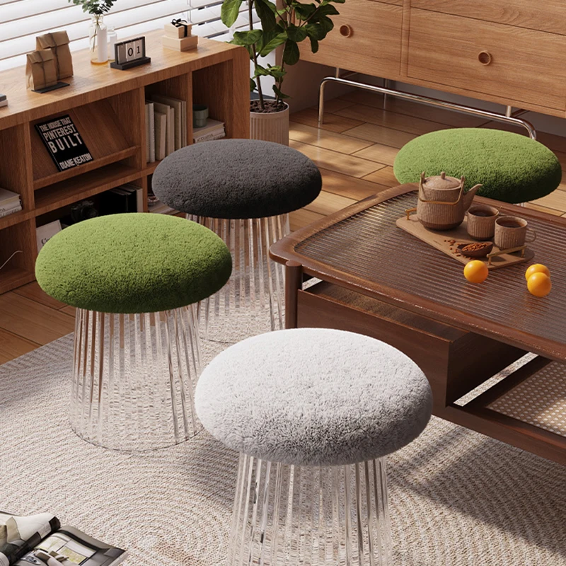 

Hallway Foot Stool Modern Green Designer Cute Dressing Round Relax Living Room Foot Stool Moveable Taburetes Acrylic Furniture