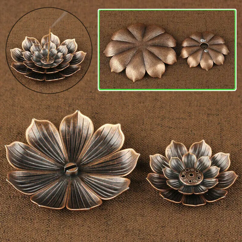 3 In1 Incense Stick Holder Alloy Lotus Line Incense Burner Yoga Sage Sandalwood Coil Base Bronze Crafs Home Decor Christmas Gift