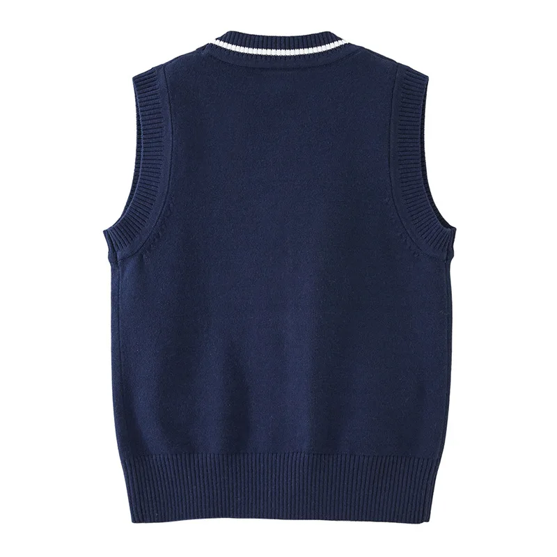 Kids School Uniform Vest Spring Autumn Children's Knitted Stripe Sleeveless Waistcoat For Teen Boys Girls 4-15 Year Cardigan