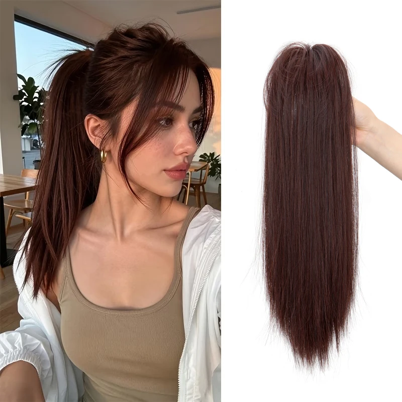 18Inch Synthetic Waterfall Fountain Half-Tie High Ponytail Hair Extension Claw Clip Easy to Wear for Women Daily Use