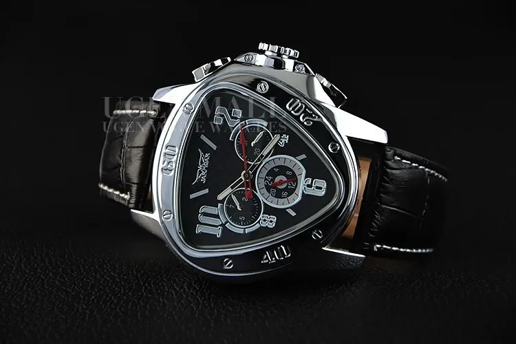 Fully automatic mechanical watch, personalized triangle leather watch, business men's watch, six needle mechanical watch