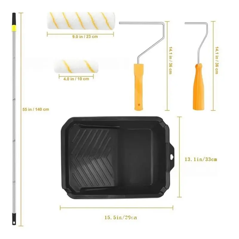 ABJN-Paint Roller Kit Paint Roller Set With Pole Paint Tray Liners view 6