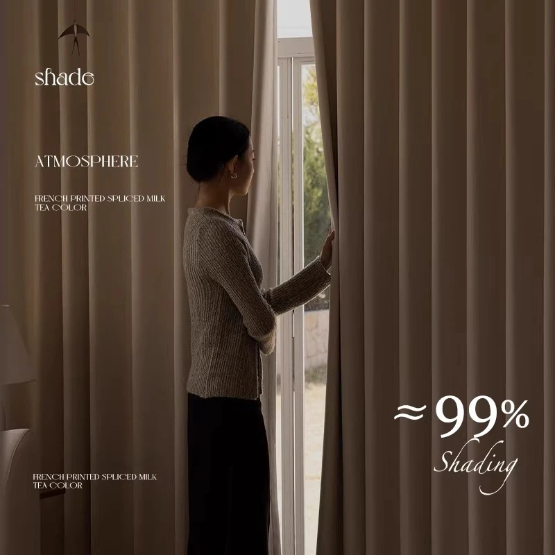 Custom size Herringbone Thick Chenille Beige Cream Luxury Curtains for Living Room Bedroom Blackout  Window Solid Color House