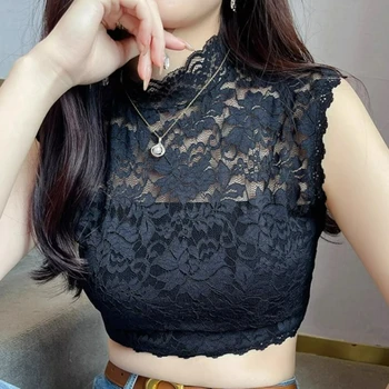 女性用レースフローラルフェイクカラー、取り外し可能なブラウストップス、falseカラー、取り外し可能なネクタイ、セーターの装飾、白、黒