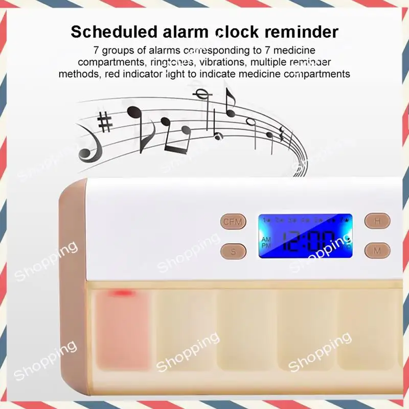 

M20K умный органайзер для таблеток, электронный напоминание о времени, чехол для хранения, таймер, еженедельный контейнер для таблеток, коробка для сигнализации для путешествий, кофе Wh