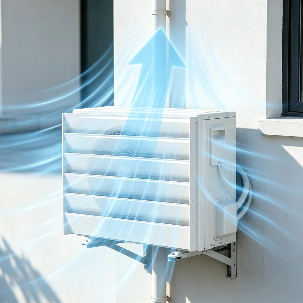 Adjustable Windproof Panel For Outdoor AC Unit Heat Dissipation Hood & Directional Airflow Cover For Enhanced Cooling Efficiency