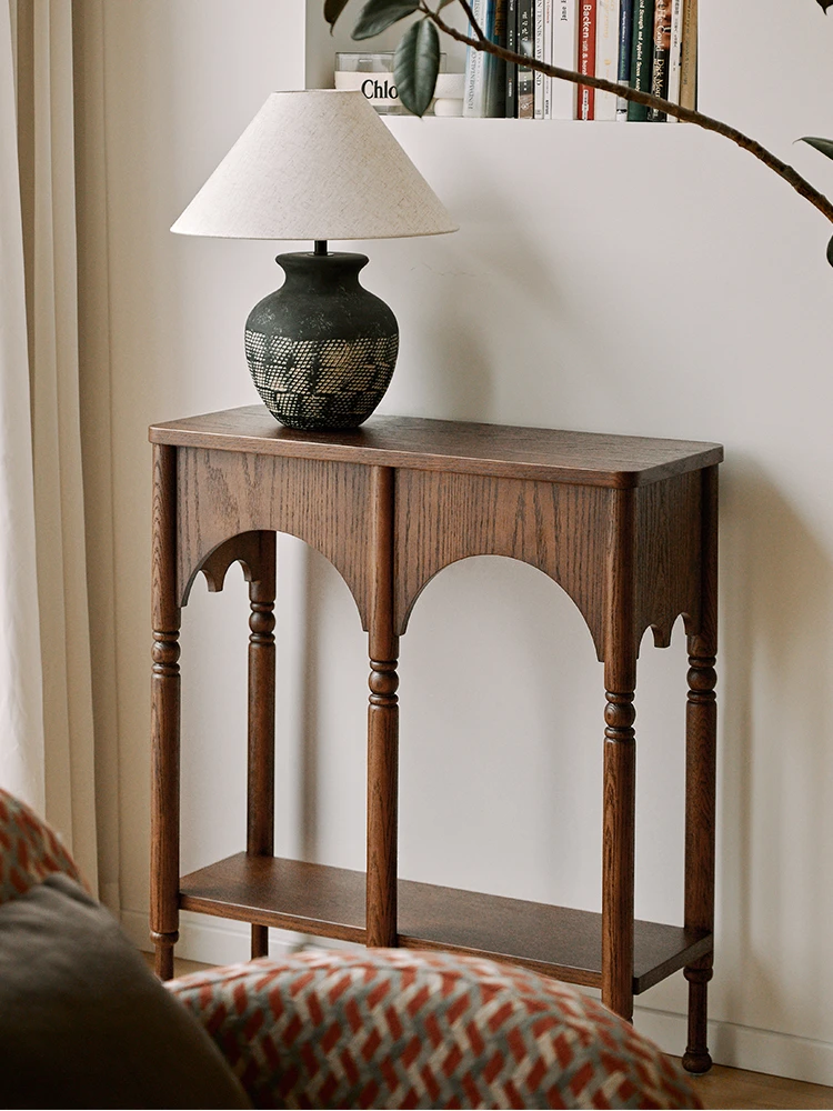 Solid Wood Entrance Console Living Room Side Corridor Aisle Storage Cabinet Side Table