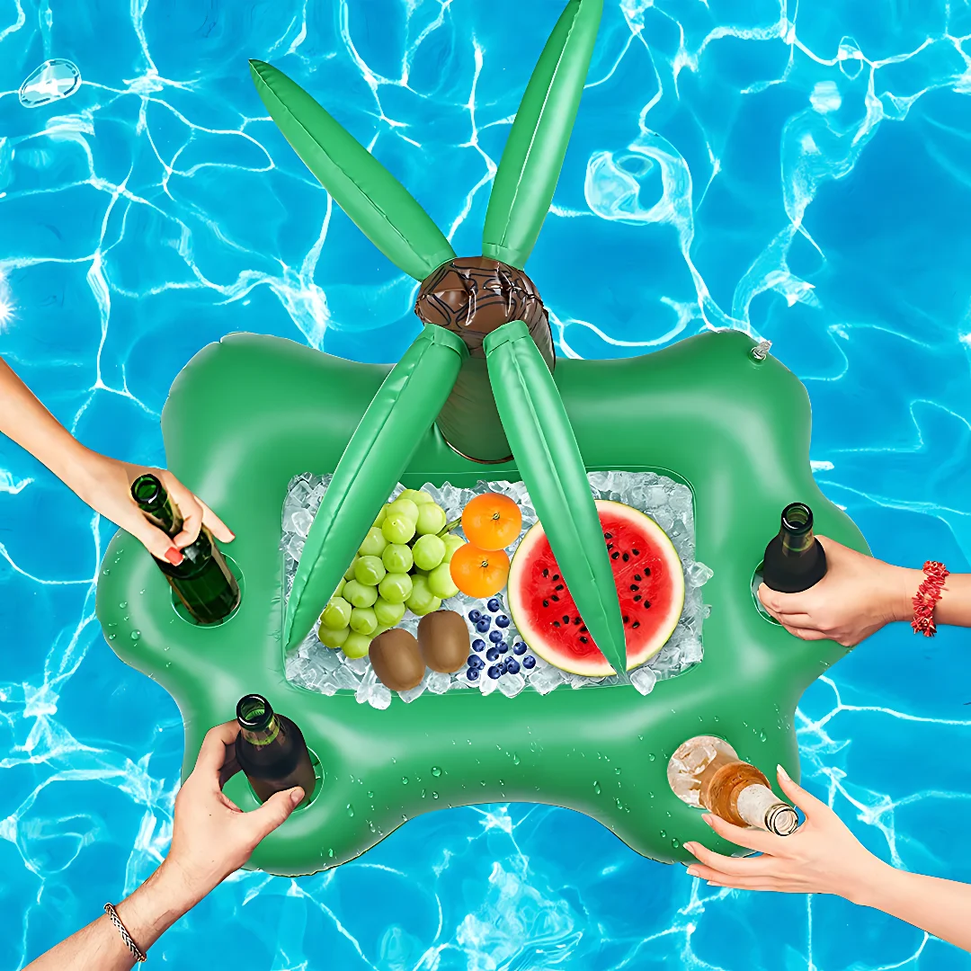 1PC Water Inflatable Rainbow Ice Bucket Coconut Tree Parasol Ice Bar Coaster Tray Inflatables Pool Toys Swimming Pool Inflatable