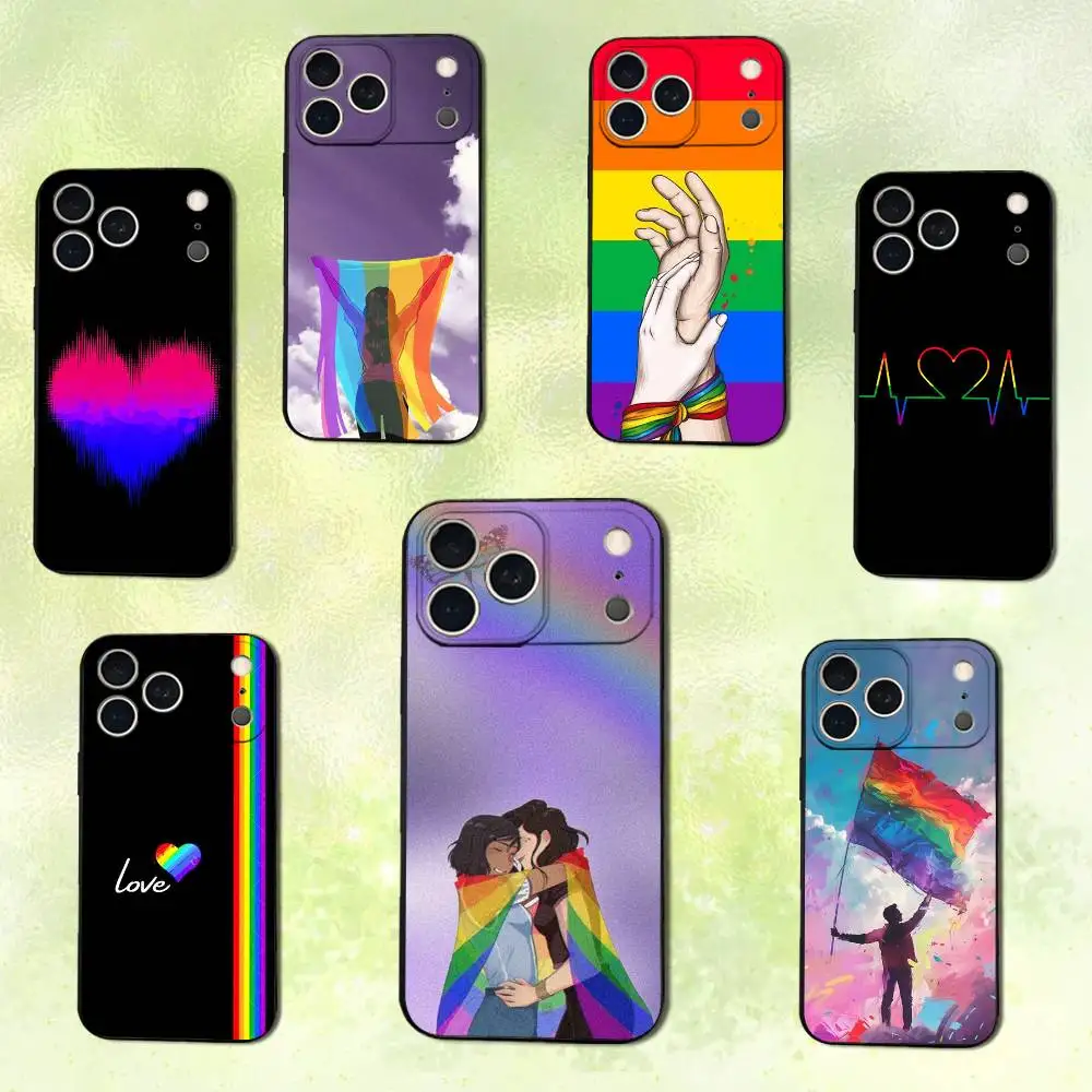 

Love Art Bisexual Flag Phone Case For iPhone 14,13,17,12,11,16,15,Plus,Pro Max,XS,X,XR,SE,Mini,Soft Silicone Black Cover