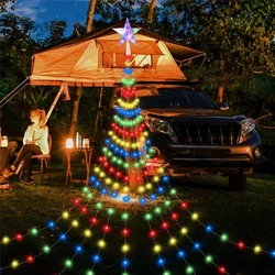 2M 9 Strips LED Five-pointed Stars Waterfall Christmas Garden String Lights Outdoor Garland Fairy Lights for Party Patio Decor