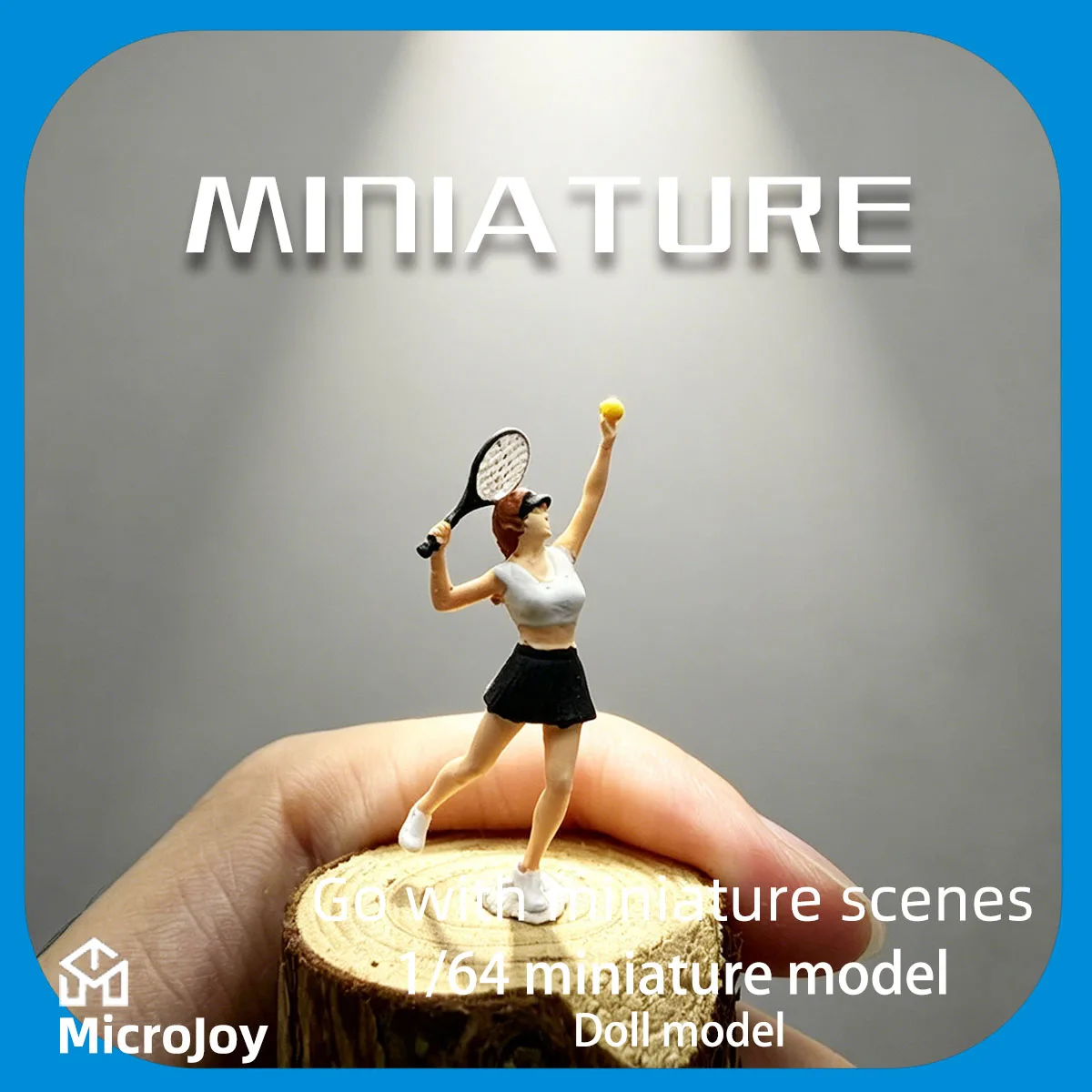 Miniature figure model in 1:64 scale, tennis girl figure suitable for HO scale train dioramas, DIY scenery, creative scenes, mini scene combinations, and miniature scene accessories