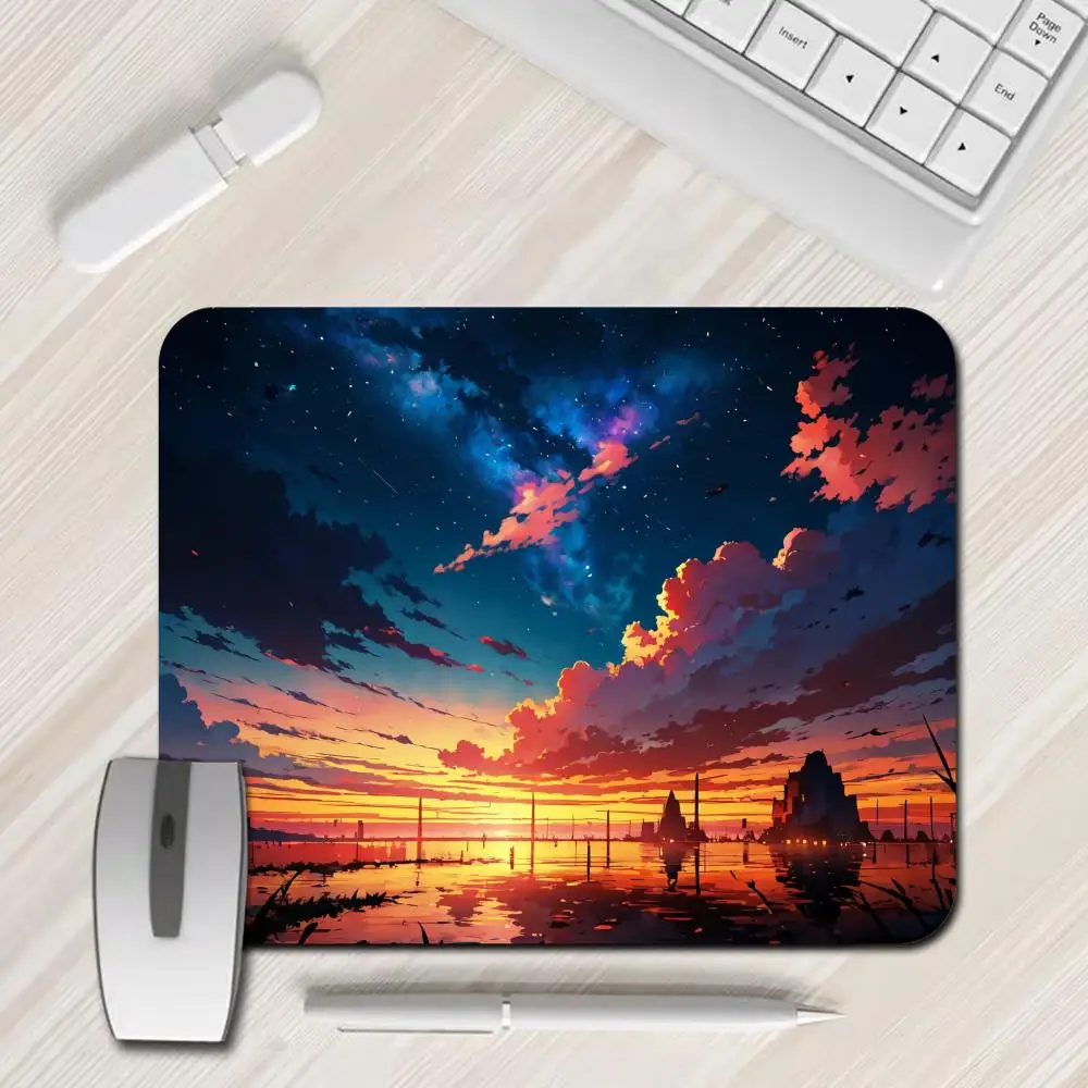 Anime Scenery Mouse Pad 45X40 Large Square Computer Office Game Table Mats Rubber Anti-slip Mousepad 30x25 Small Decor Desk Pads