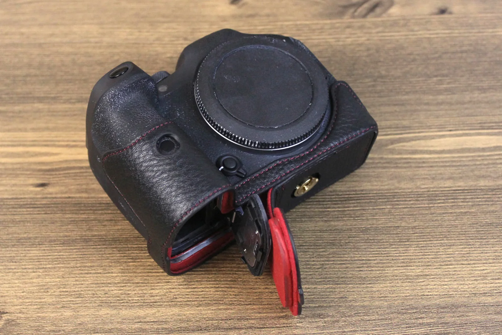 حقيقي حقيقي جلد نصف حافظة قبضة لكانون EOS R7