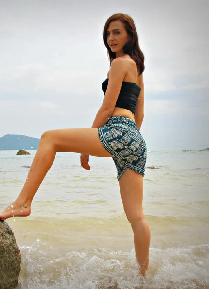 ボヘミアンシリーズ-ヨガ-スポーツ-レジャー-ホーム-フラットアングルショーツ-カジュアル-コットン-純粋な女性の春夏フィットネス服