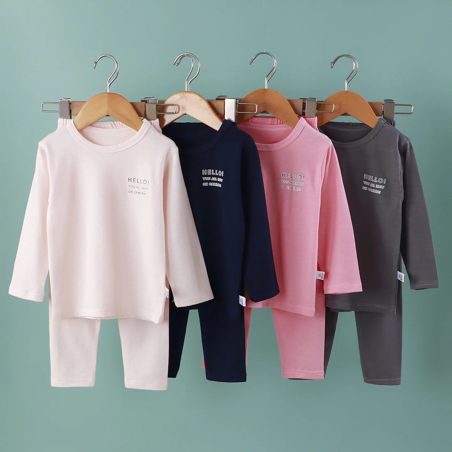 Children's Winter Autumn Sets Long Sleeved Baby Warm Tops Long Pants Home Clothes Boys and Girls Wearing Two-piece Sets Inside