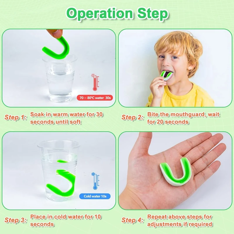 واقي فم الشباب للأطفال ، واقي فم كرة القدم ، إيفا ، قطعة فم من مادة آمنة على الغذاء مع حقيبة محمولة ، متين ، سهل الاستخدام ، 5 عبوات