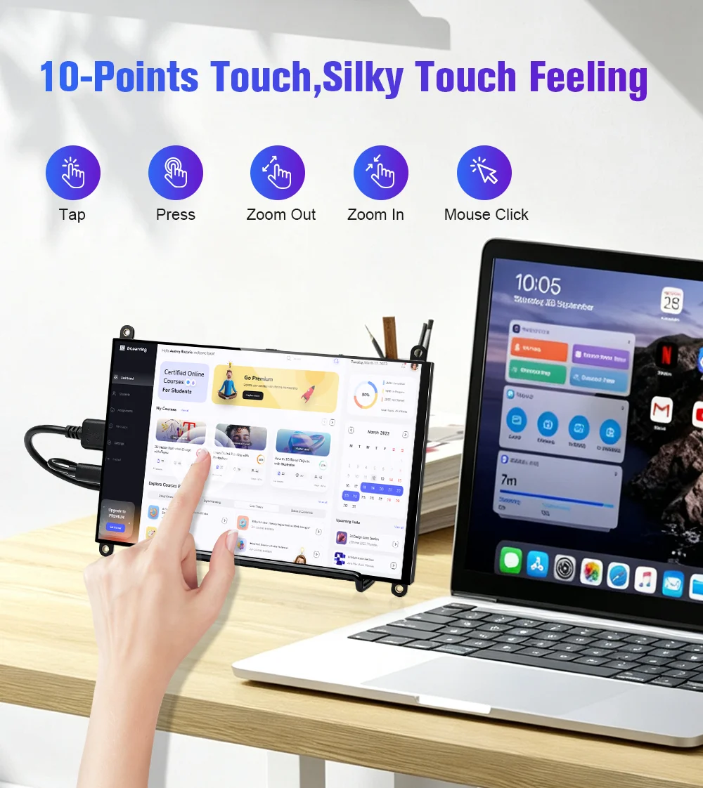 Raspberry Pi 5 7/8 Inch Screen, IPS TFT LCD HDMI Display Touch Screen Monitor 1024*600 1920*1200 HDMI Speaker for DIY Student