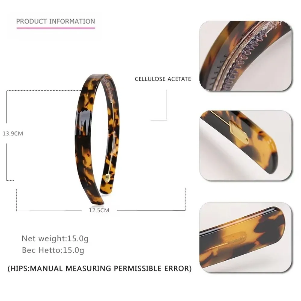 Fashion Tortoiseshell Hair Band Acetate Strong Hold Grip Headband Non-slip Flexible Hair Accessories view 6