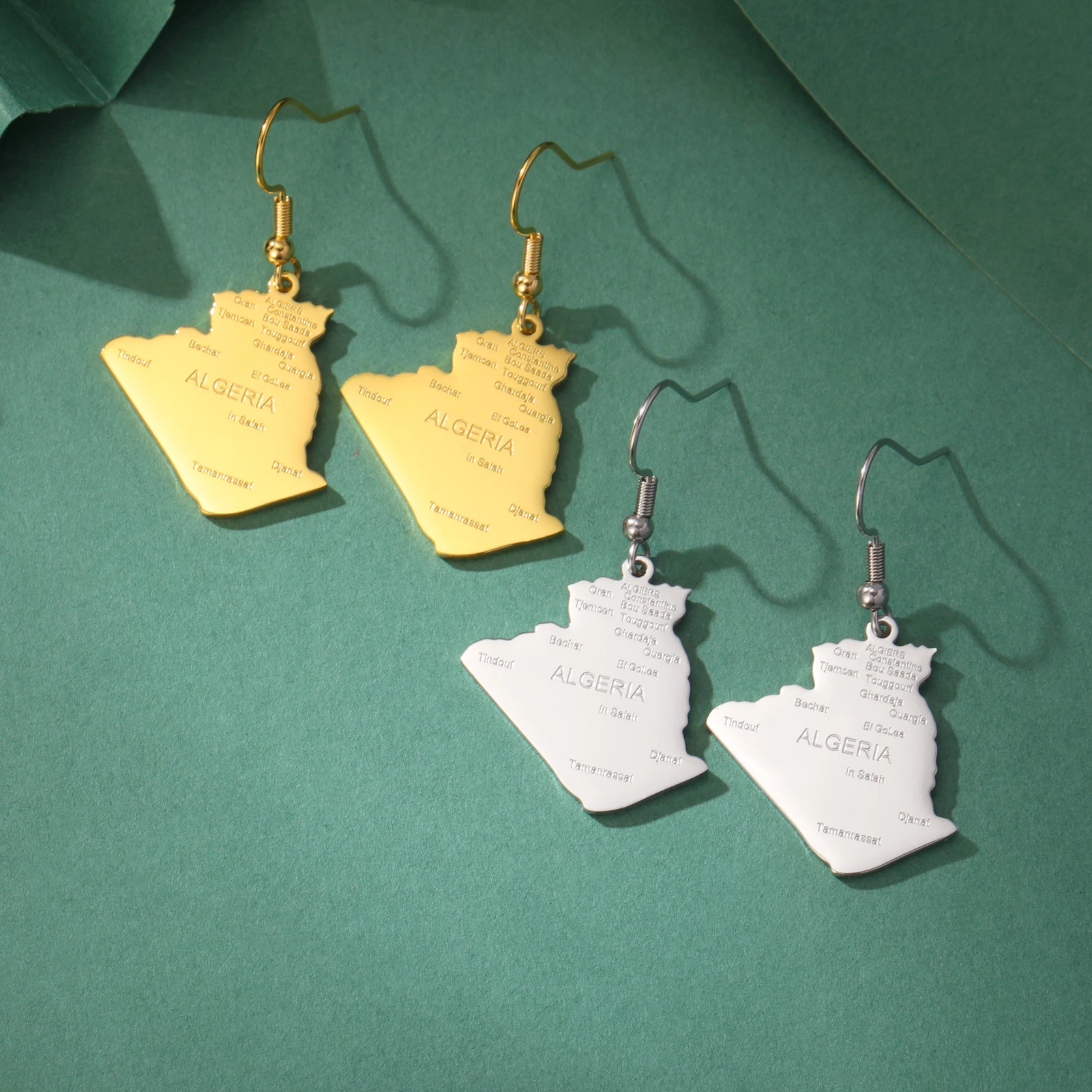 

Kkjoy Stainless Steel Africa Algeria Map City Pendant Earrings for Women Gold Color Earrings Minimalist Fashion Jewelry Gifts