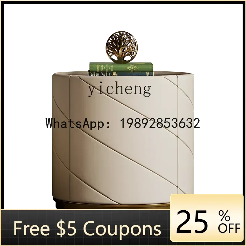 

GZ . Light luxury bedside table leather fashion marble haute couture bedroom bedside table