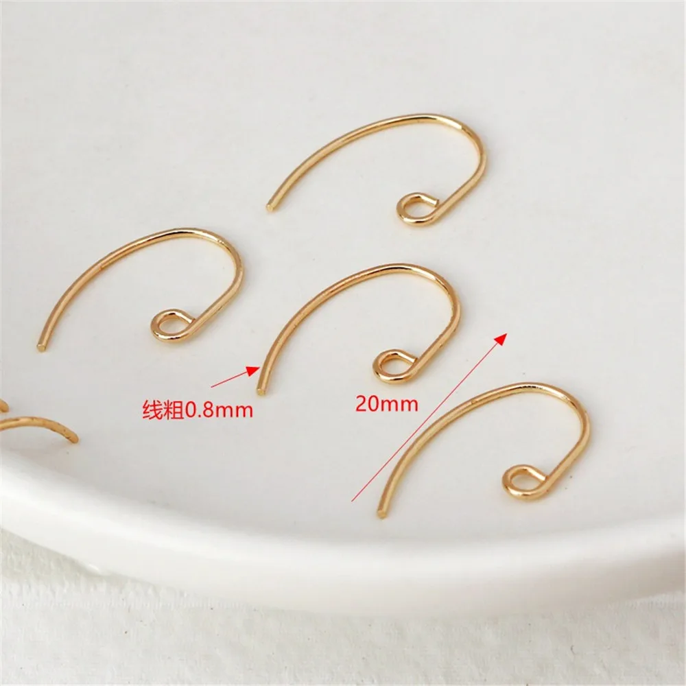 14K Gold Glossy Ear Hook, Earrings Color Retention Accessories, DIY Handmade Material, Nine-shaped Ear Hook, Simple Jewelry