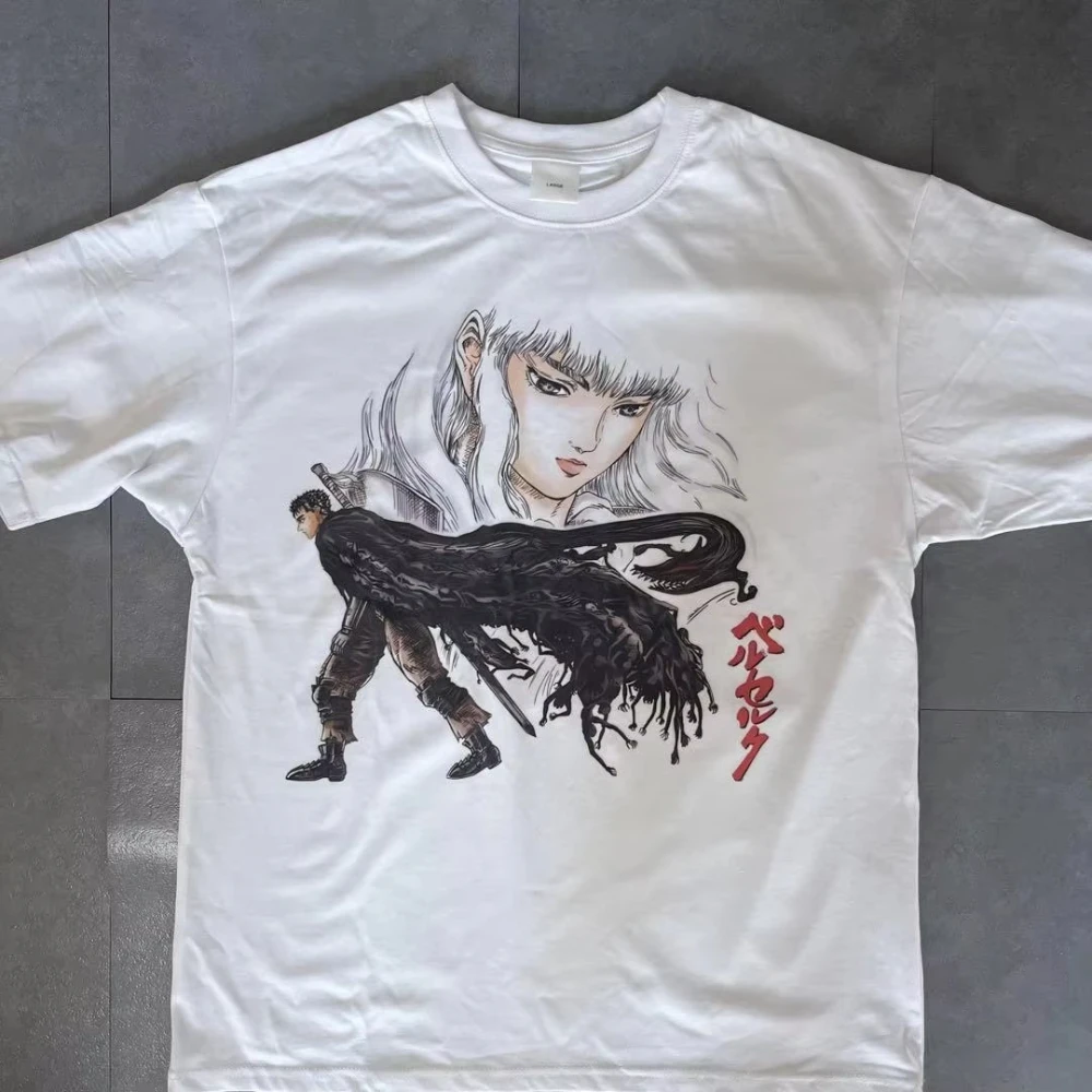 2026 Vintage Oversized T‑Shirt For Adults Dark Fantasy Manga Character Front Print Theme Art Loose Short Sleeve Street Tee