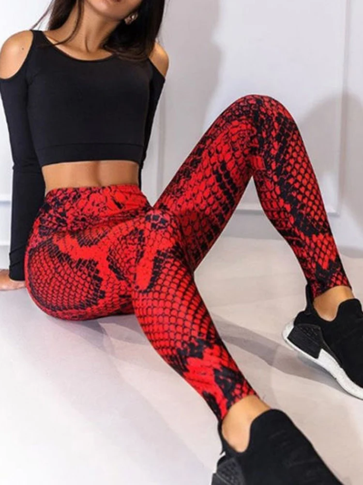 Pantalones de Yoga con estampado de serpiente para mujer, Leggings sexys de cintura alta, ajustados, góticos, para entrenamiento y gimnasio, novedad