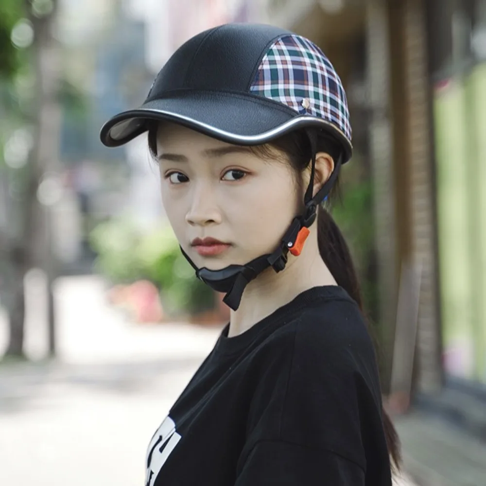

Light Baseball Cap Style Bicycle Helmet Adjustable Strap Hard Motorcycle Half Helmet Half Face Anti-UV Cycling Helmet Scooter
