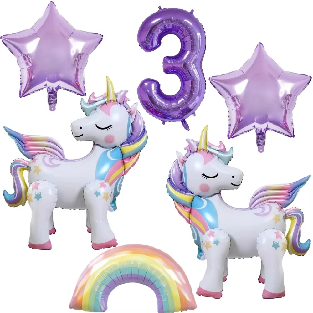 Rainbow Unicorn Balloon Birthday Decoration Aluminum Birthday Balloon Party Supplies Girls Home Globos Decor Favor Baby Shower