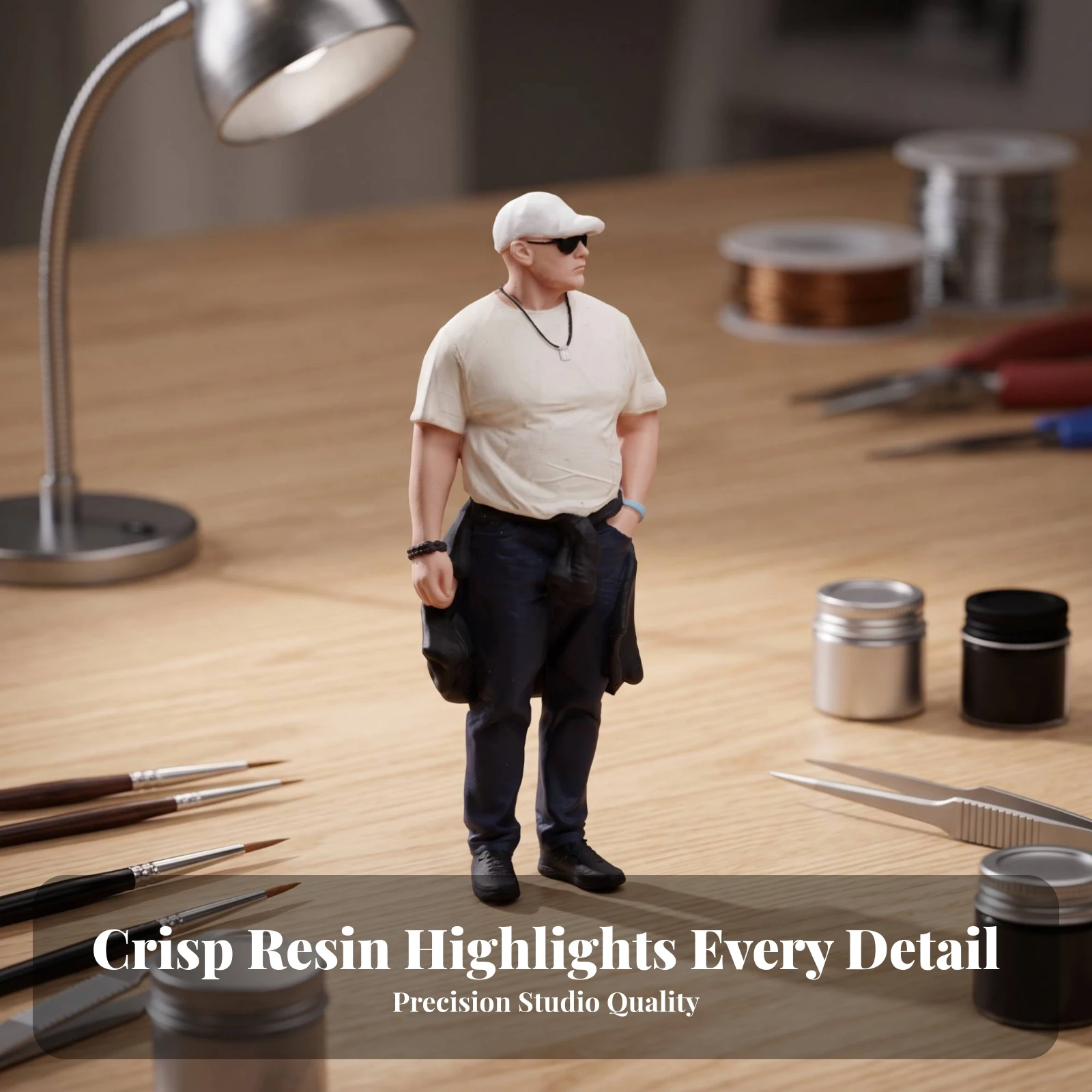 Resin Miniature Figurine Detailed Miniature Man Figure Figurine Model Compact for Diorama Builders, Desktop Decor
