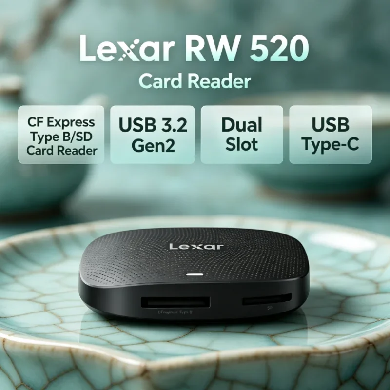 Lexar RW520 Memory Card Reader CFexpress Type B SD Card Reader USB 3.2 Gen 2 High Speed 8K RAW for Photo Transfer