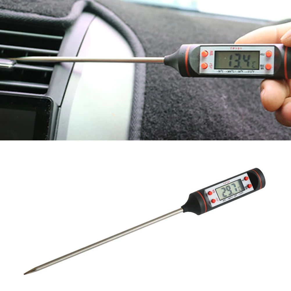 Termómetro de salida de aire acondicionado para coche con sonda larga pantalla LCD herramienta de verificación de medidor de temperatura Digital-50 ° C~+300 ° C