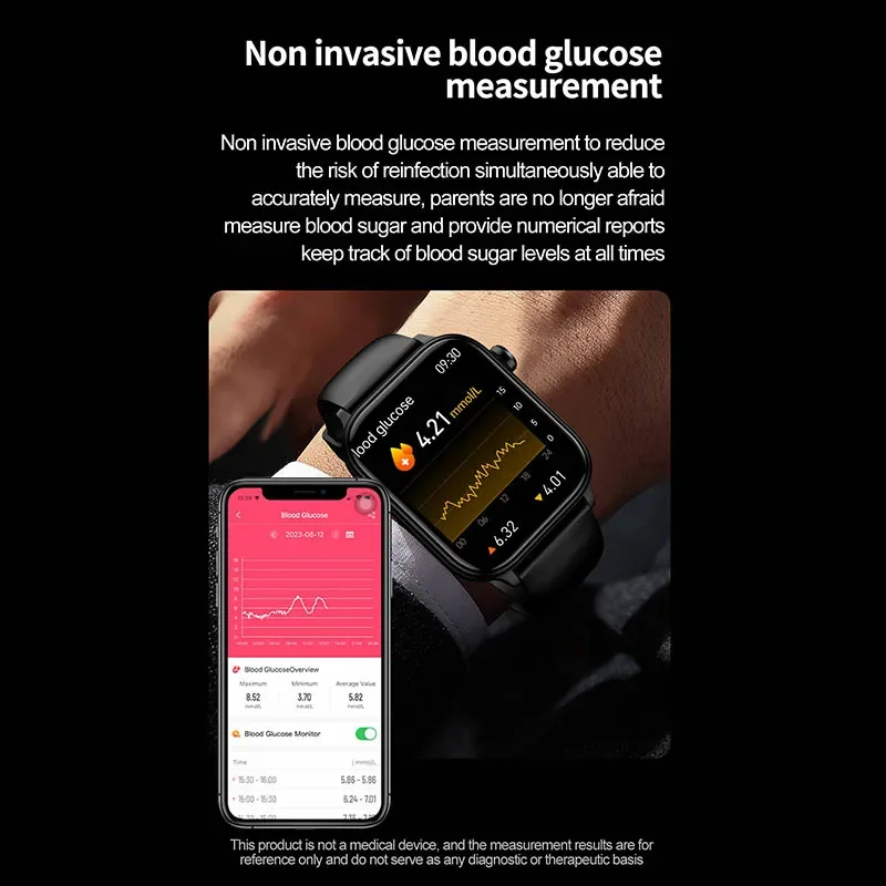 2024 New Medical Grade Smart Watch Women Blood Glucose Lipid and Uric Acid AI Diagnostic Detector Women Menstrual Health Tracker