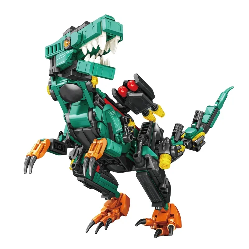 

Механические блоки динозавров DIY Combat T-Rex 3D Model Kit, с механическим оружием, праздничный декор, подарочный набор для детей и взрослых