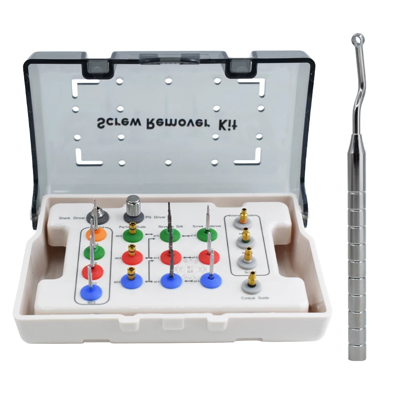 

den tal Broken Screw Extractor Remove imp lant kit den tal Remover Drill Driver Guide imp lant Restoration Tools Kit