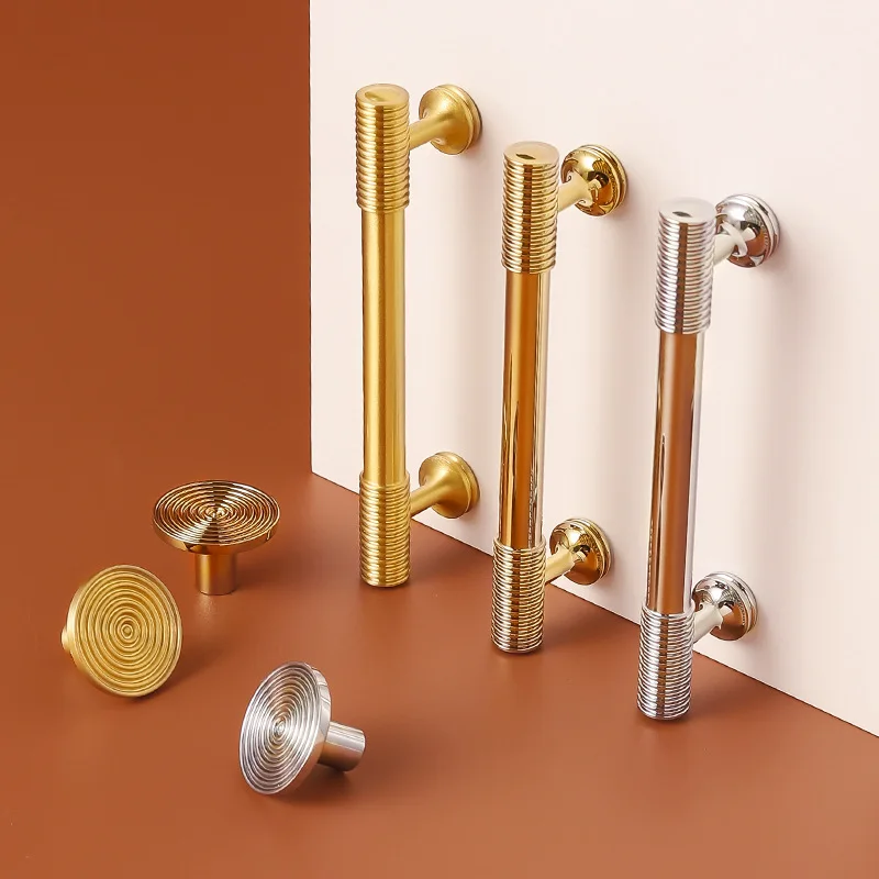 Brass Cabinet Door Pulls Handles Solid Gold Drawer Cabinet Modern Simple Pure Copper Handle for Furniture Hardware
