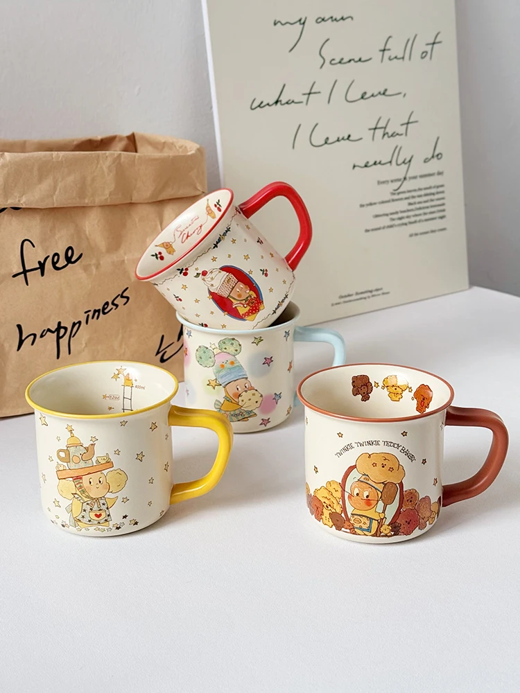 

Симпатичные кофейные кружки Cerc, пара чашек для воды, красивые чашки с ручной росписью и иллюстрациями, подарок из Китая, 400 мл Capaci