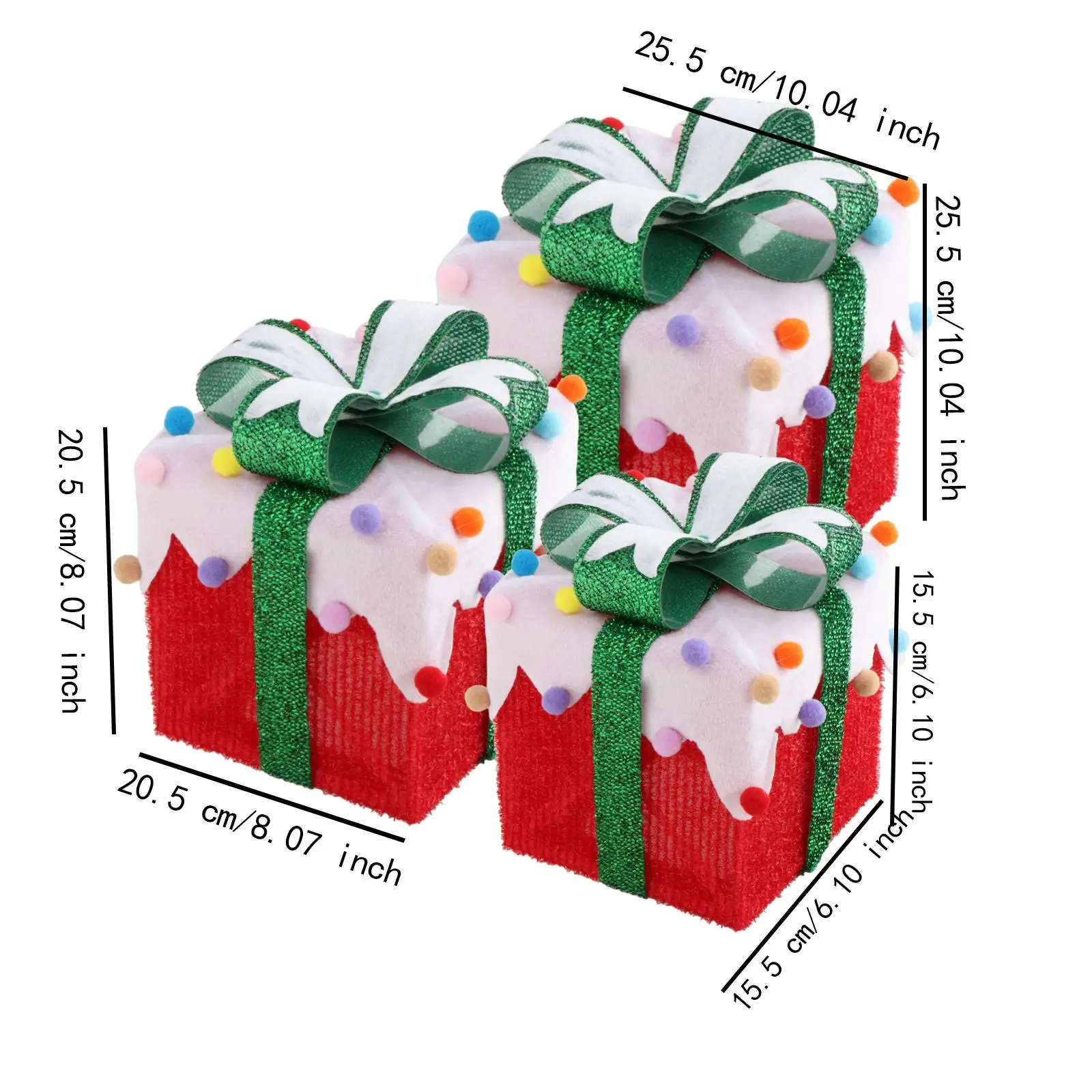 Scatole regalo illuminate a LED Decorazioni natalizie con fiocco per la stanza del negozio di Natale