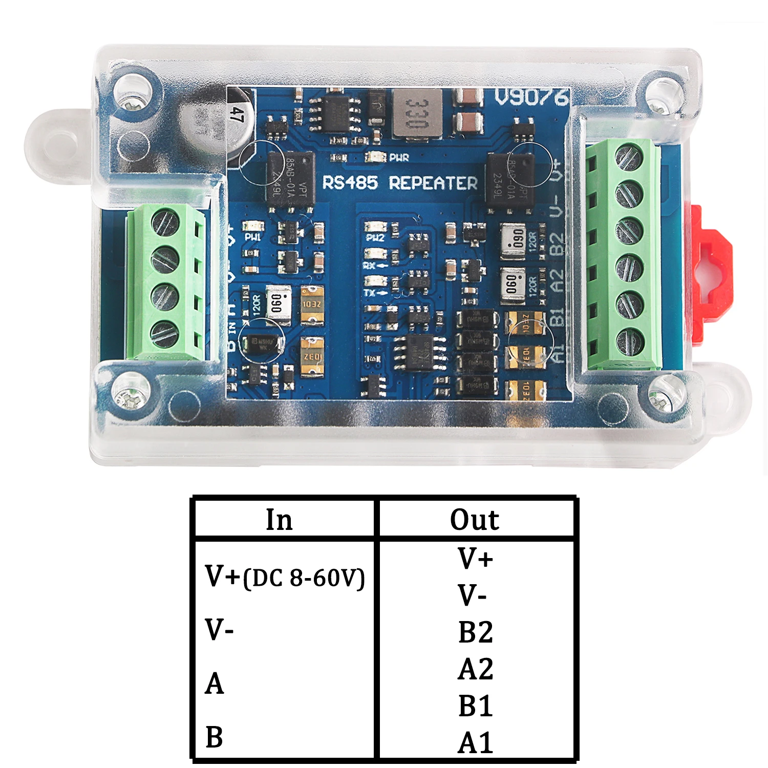 RS485 Repeater Sharer Distributor Hub RS485 Extension Amplifier Photoelectric Isolation anti-interference