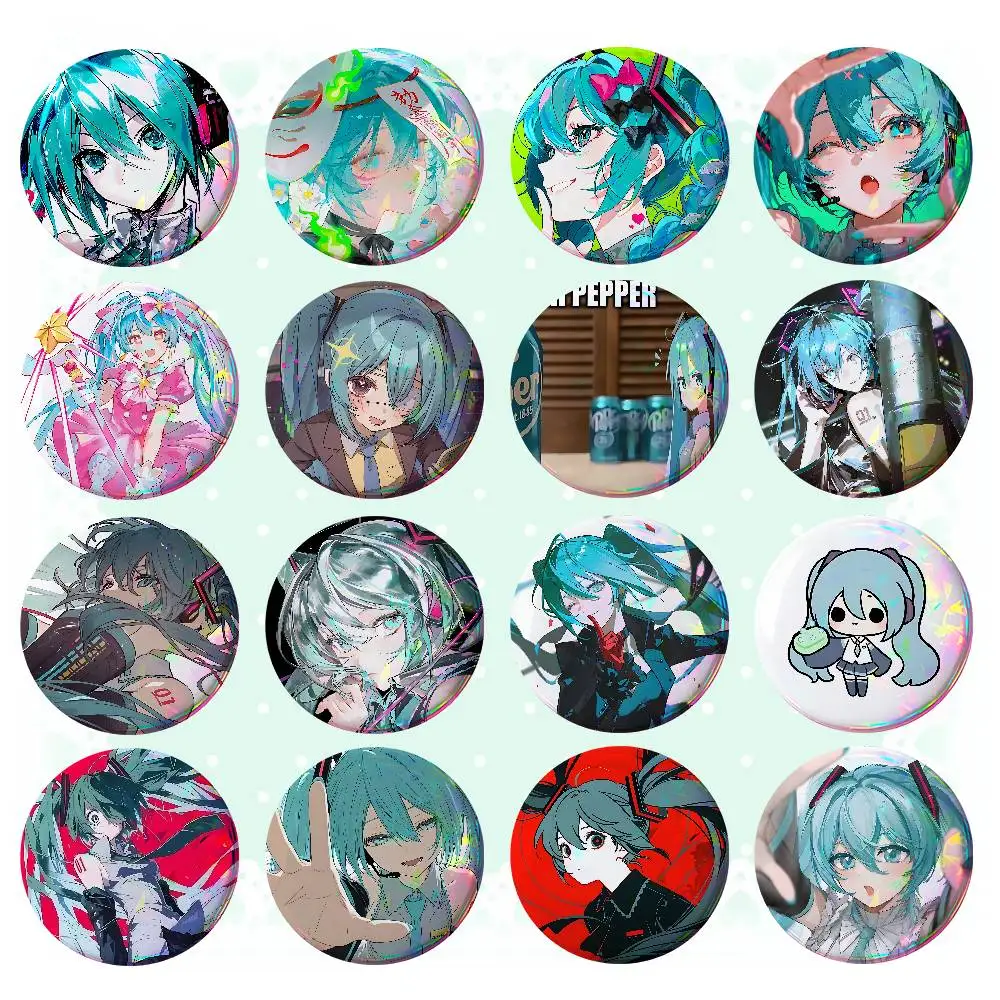 H-Hatsune Mikus Badges Tinplate Soft Button Pin Brooch Metal Badge Custom Jewelry Accessories Hat Bag Lapel