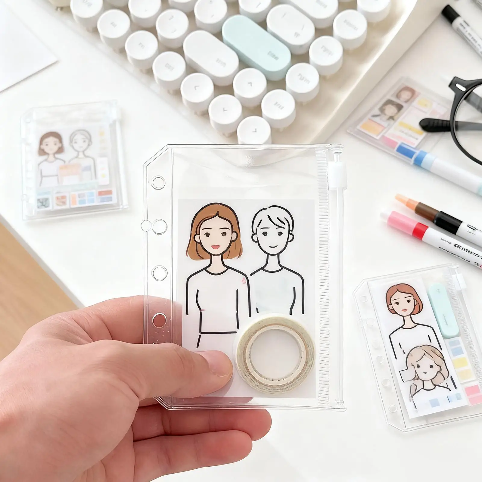 واقيات الورق شفافة 10 قطع 5 حلقات M5 أكمام تذكرة بسحاب أكمام بطاقات للمحترفين والمسافرين والفنانين #2