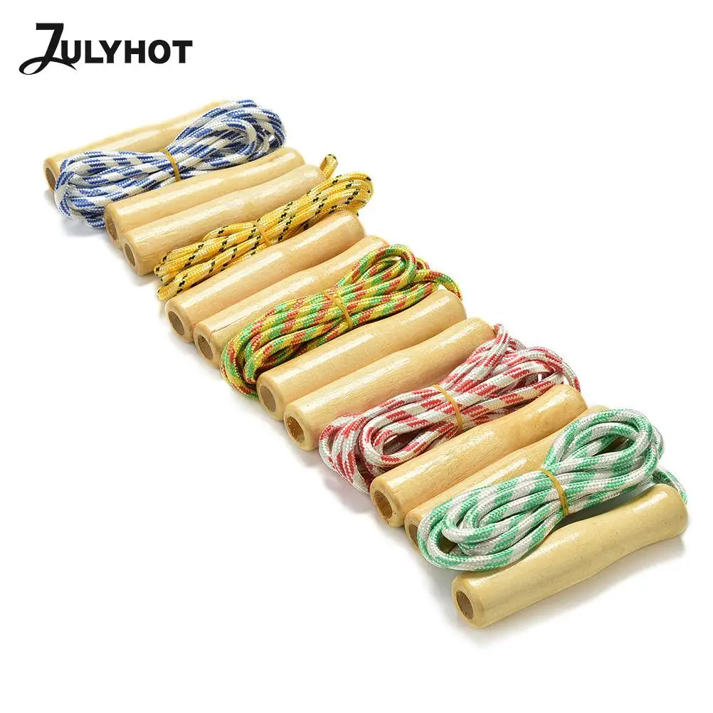 Cuerda de saltar con mango de madera para niños, comba deportiva para saltar, práctica, salto de velocidad, equipo de entrenamiento de Fitness, 1 ud.