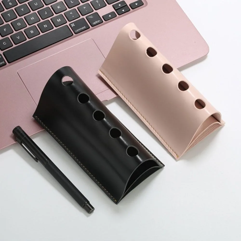 

Новинка, держатель для ручек из искусственной кожи, красивый портативный треугольный карандаш, женский многофункциональный контейнер для ручек, офисные принадлежности